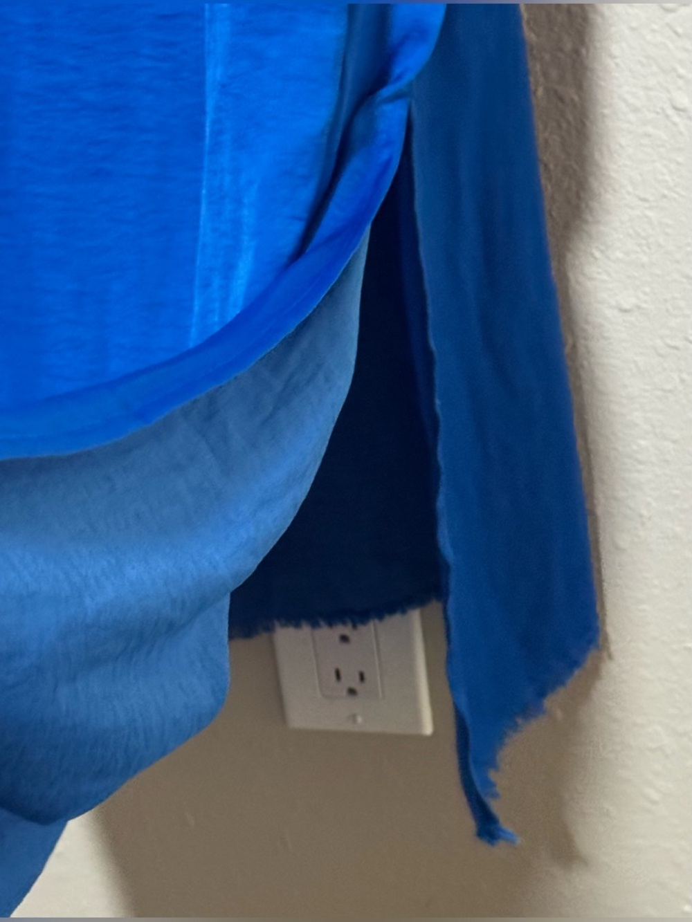 Aerie Sz XL Royal Blue Maxi Satin Slip Dress Raw Hem Leg Slits Resort Vacay - Picture 6 of 11